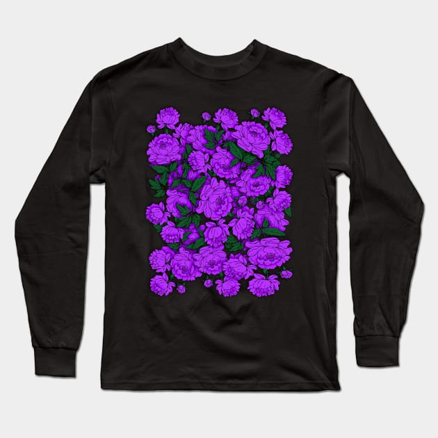 Purple Peonies Long Sleeve T-Shirt by RockettGraph1cs